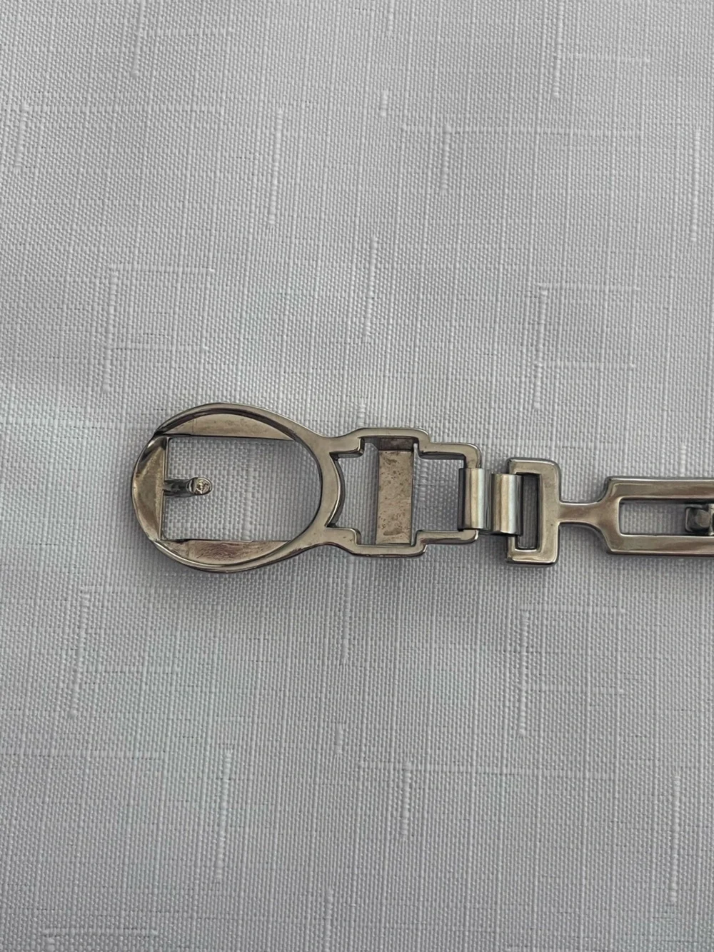 Vintage Y2K Silver Tone Metal Link Belt Geometric Skinny Waist Belt 28”